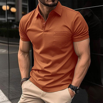 Poloshirt - Kurzarm-Polo-T-Shirt für Männer mit Brusttasche-Orange-XS-Chaps Herrenmode