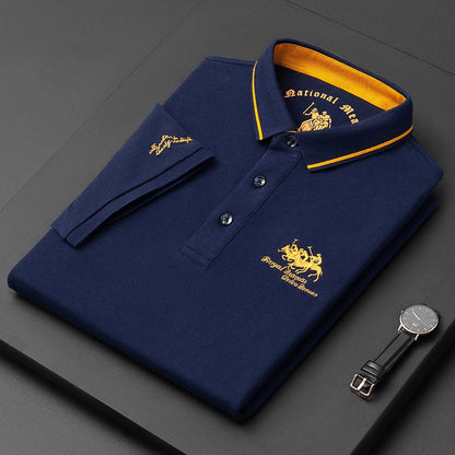 Poloshirt – mit Kragen – Knopfleiste – Polo-T-Shirt – Herrenhemden-Blau-S-Chaps Herrenmode