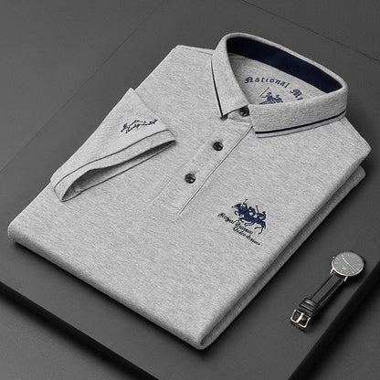 Poloshirt – mit Kragen – Knopfleiste – Polo-T-Shirt – Herrenhemden-Grau-S-Chaps Herrenmode