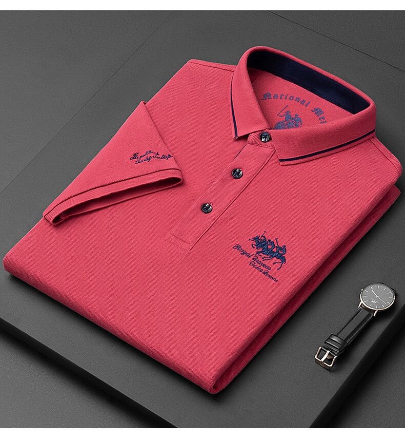 Poloshirt – mit Kragen – Knopfleiste – Polo-T-Shirt – Herrenhemden-Rot-S-Chaps Herrenmode