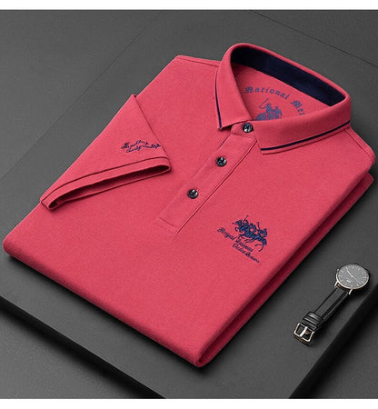 Poloshirt – mit Kragen – Knopfleiste – Polo-T-Shirt – Herrenhemden-Rot-S-Chaps Herrenmode