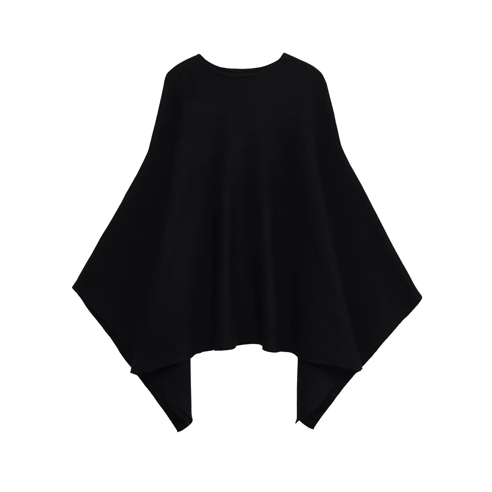 Poncho – Gestrickter Poncho-Umhang mit Rundhalsausschnitt für Damen-Schwarz-XS-Chaps Herrenmode