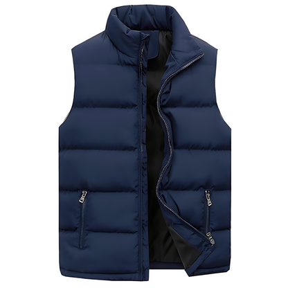 Puffer Vest – Ärmellose Weste mit Reißverschluss für Männer-Blau-M-Chaps Herrenmode