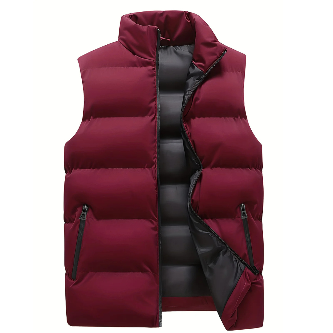 Puffer Vest – Ärmellose Weste mit Reißverschluss für Männer-Rot-M-Chaps Herrenmode