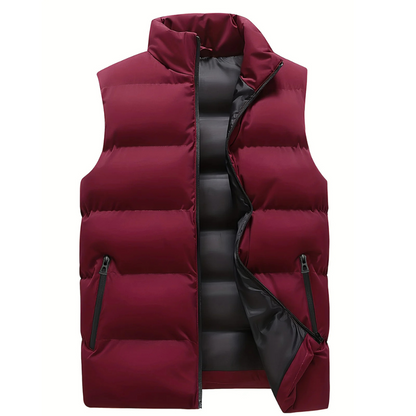 Puffer Vest – Ärmellose Weste mit Reißverschluss für Männer-Rot-M-Chaps Herrenmode