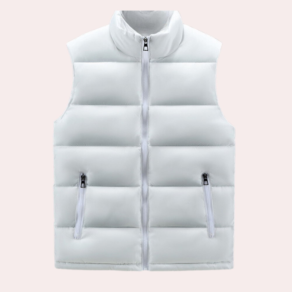 Puffer Weste | Mit Reißverschluss | Ärmellos | Gepolsterte Weste | Herrenweste-Weiß-S-Chaps Herrenmode