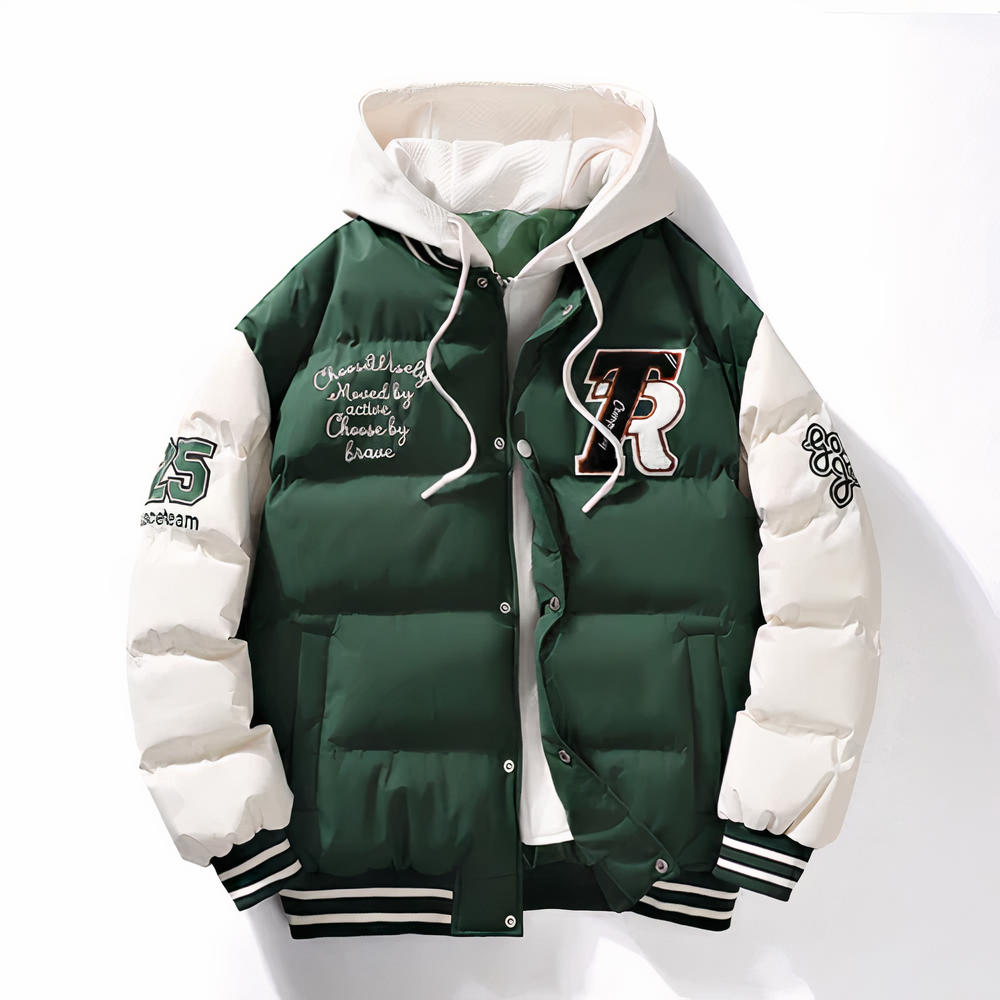 Pufferjacke - Kapuze - Zip-Up - Bomberjacke - Winterjacke für Männer-Grün-XS-Chaps Herrenmode