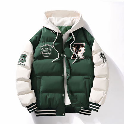 Pufferjacke - Kapuze - Zip-Up - Bomberjacke - Winterjacke für Männer-Grün-XS-Chaps Herrenmode