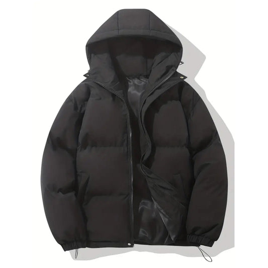 Pufferjacke – Warme Winter-Daunenjacke mit Kapuze für Herren-Schwarz-S-Chaps Herrenmode