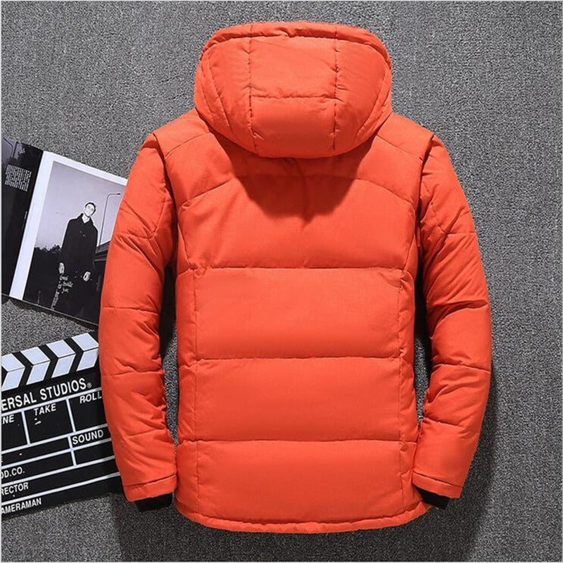 Pufferjacke - Warme Winter-Daunenjacke mit Kapuze und Reißverschluss für Männer-Chaps Herrenmode