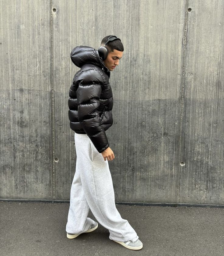 Pufferjacke – Warme Winterjacke mit Kapuze für Herren-Schwarz-S-Chaps Herrenmode