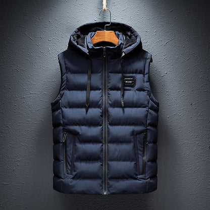 Pufferweste | Kapuzenweste | Weste | Winterweste | Herrenweste-Blau-S-Chaps Herrenmode