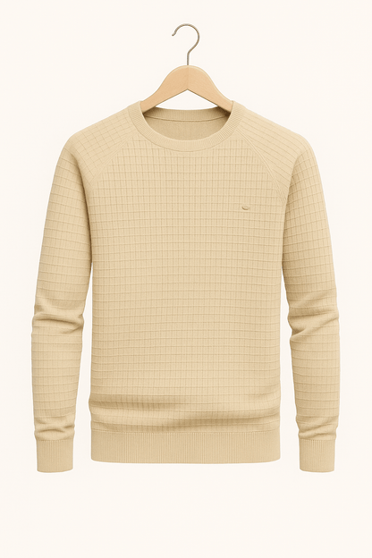 Pullover - Herren Rundhals Langarm Pullover Sweatshirt-Beige-S-Chaps Herrenmode