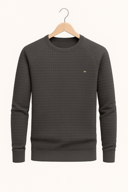 Pullover - Herren Rundhals Langarm Pullover Sweatshirt-Dunkelgrau-S-Chaps Herrenmode