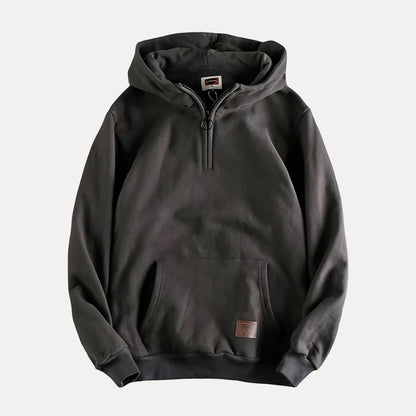 Pullover Hoodie – Lässiger Hoodie für Männer mit halbem Reißverschluss und Kängurutasche-Dunkelgrau-M-Chaps Herrenmode