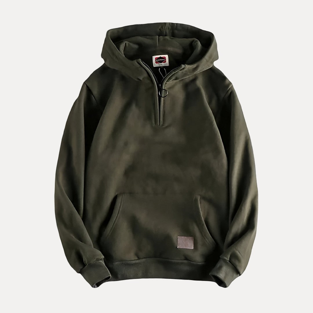 Pullover Hoodie – Lässiger Hoodie für Männer mit halbem Reißverschluss und Kängurutasche-Grün-M-Chaps Herrenmode