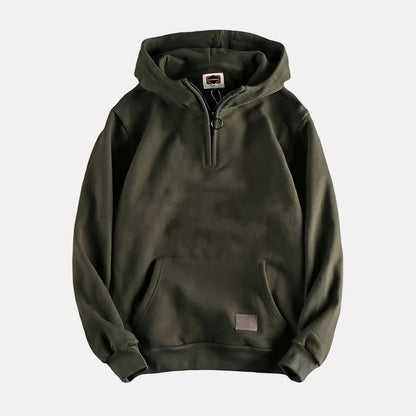 Pullover Hoodie – Lässiger Hoodie für Männer mit halbem Reißverschluss und Kängurutasche-Grün-M-Chaps Herrenmode
