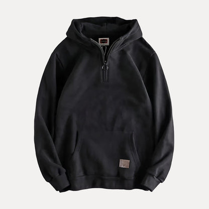 Pullover Hoodie – Lässiger Hoodie für Männer mit halbem Reißverschluss und Kängurutasche-Schwarz-M-Chaps Herrenmode