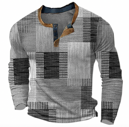 Pullover | Langarm | Halber Knopf | Pullover | Herrenhemd-Grau-S-Chaps Herrenmode