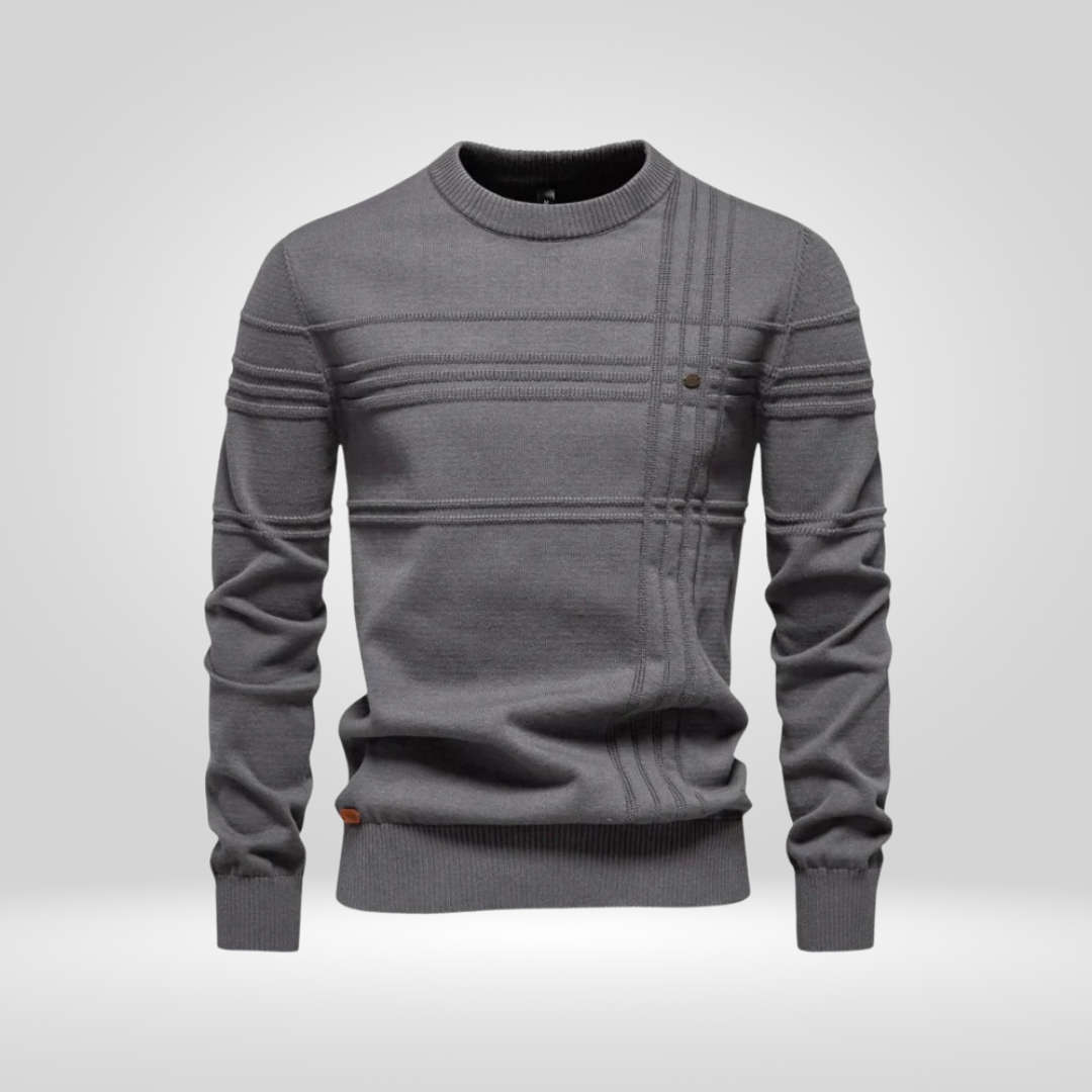 Pullover – Rundhalsausschnitt – Normale Passform – Strickpullover – Herrenpullover-Grau-S-Chaps Herrenmode