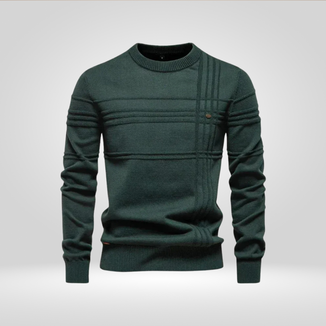 Pullover – Rundhalsausschnitt – Normale Passform – Strickpullover – Herrenpullover-Grün-S-Chaps Herrenmode