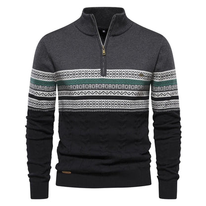 Pullover mit Reißverschluss - Hochgeschlossener Pullover – Strickpullover – Herren-Pullover mit halbem Reißverschluss-Dunkelgrau-S-Chaps Herrenmode