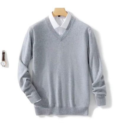 Pullover mit V-Ausschnitt – Klassischer, schlichter Strickpullover für Männer-Chaps Herrenmode