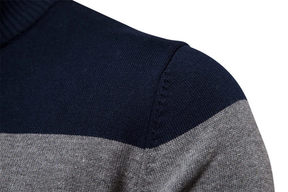Pullover mit Viertelreißverschluss – Gestreift – Feinstrick – Pullover – Herrenpullover mit halbem Reißverschluss-Chaps Herrenmode