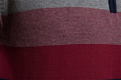 Pullover mit Viertelreißverschluss | Gestreift | Schmal geschnitten | Strickpullover | Herren-Pullover mit halbem Reißverschluss-Chaps Herrenmode