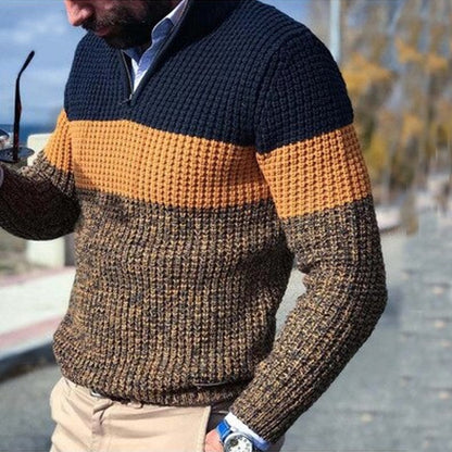 Pullover mit Viertelreißverschluss | Rippstrick | Pullover | Strickpullover | Herren-Strickmode-Braun-S-Chaps Herrenmode