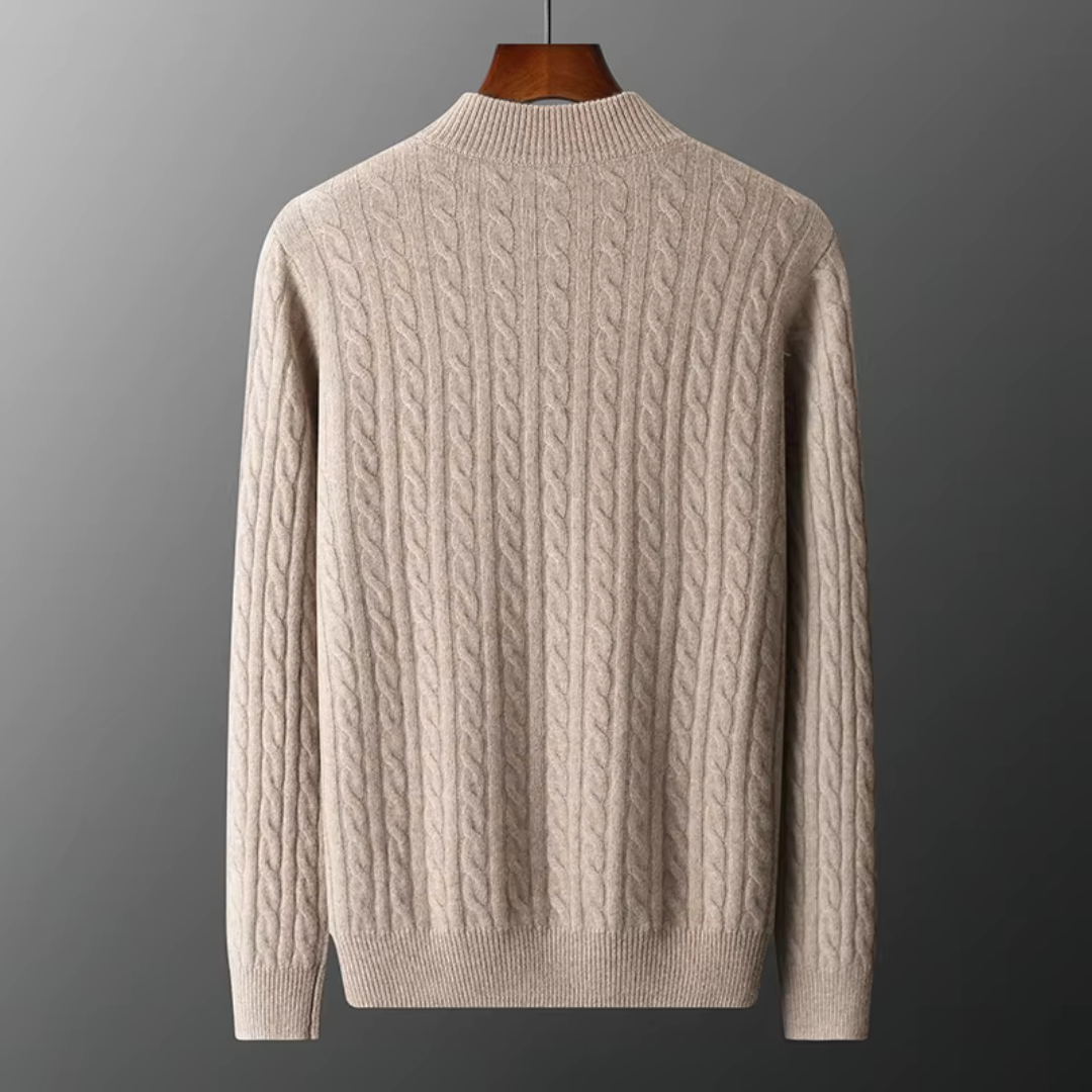 Pullover mit Viertelreißverschluss – Zopfmuster – Pullover – Strickpullover – Herrenpullover mit halbem Reißverschluss-Chaps Herrenmode