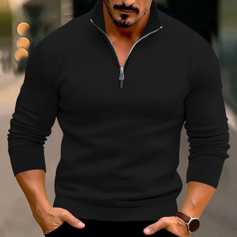 Pullover mit halbem Reißverschluss | Lässig | Warm | Sweatshirt mit halbem Reißverschluss | Herrenpullover mit Viertelreißverschluss-Chaps Herrenmode