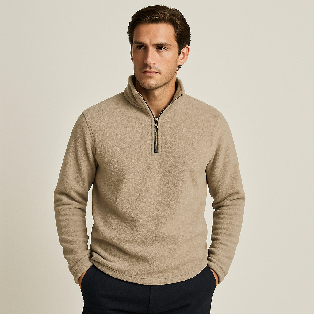 Quarter-Zip Fleece - Warmer Half-Zip Pullover für Männer-Khaki-S-Chaps Herrenmode