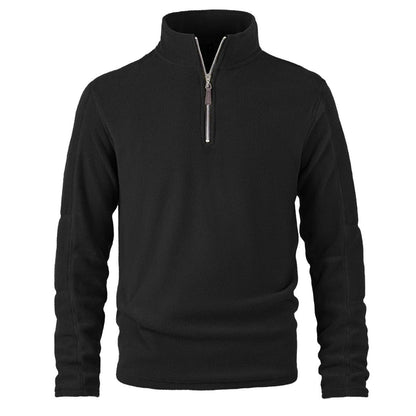 Quarter-Zip Fleece - Warmer Half-Zip Pullover für Männer-Schwarz-S-Chaps Herrenmode