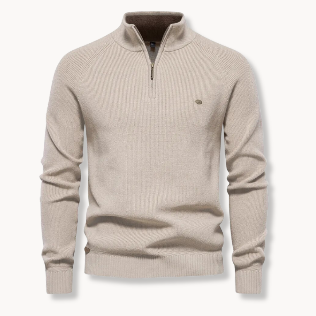 Quarter-Zip-Pullover – Slim Fit Strickpullover mit halbem Reißverschluss für Männer-Khaki-S-Chaps Herrenmode