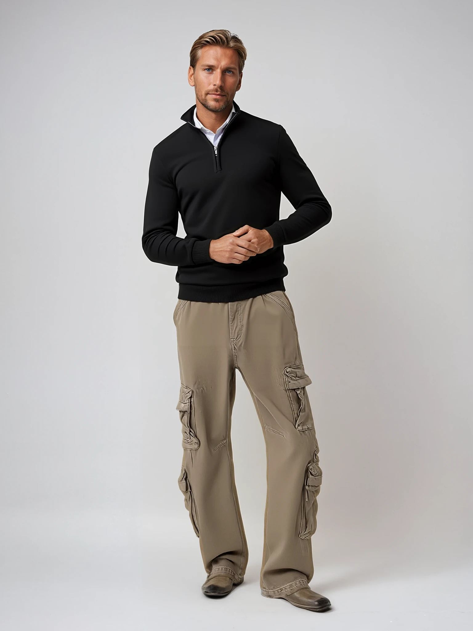 Quarter-Zip-Pullover – Strickpullover mit halbem Reißverschluss für Herren-Chaps Herrenmode