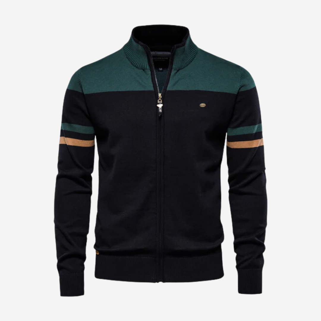 Reißverschluss-Pullover | Lässig | Gestrickt | Reißverschluss-Strickjacke | Herren-Strickjacke-Dunkelgrün-S-Chaps Herrenmode