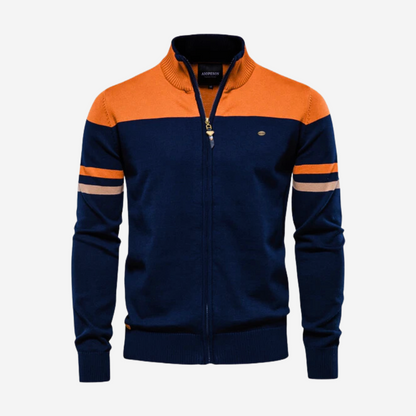 Reißverschluss-Pullover | Lässig | Gestrickt | Reißverschluss-Strickjacke | Herren-Strickjacke-Orange-S-Chaps Herrenmode