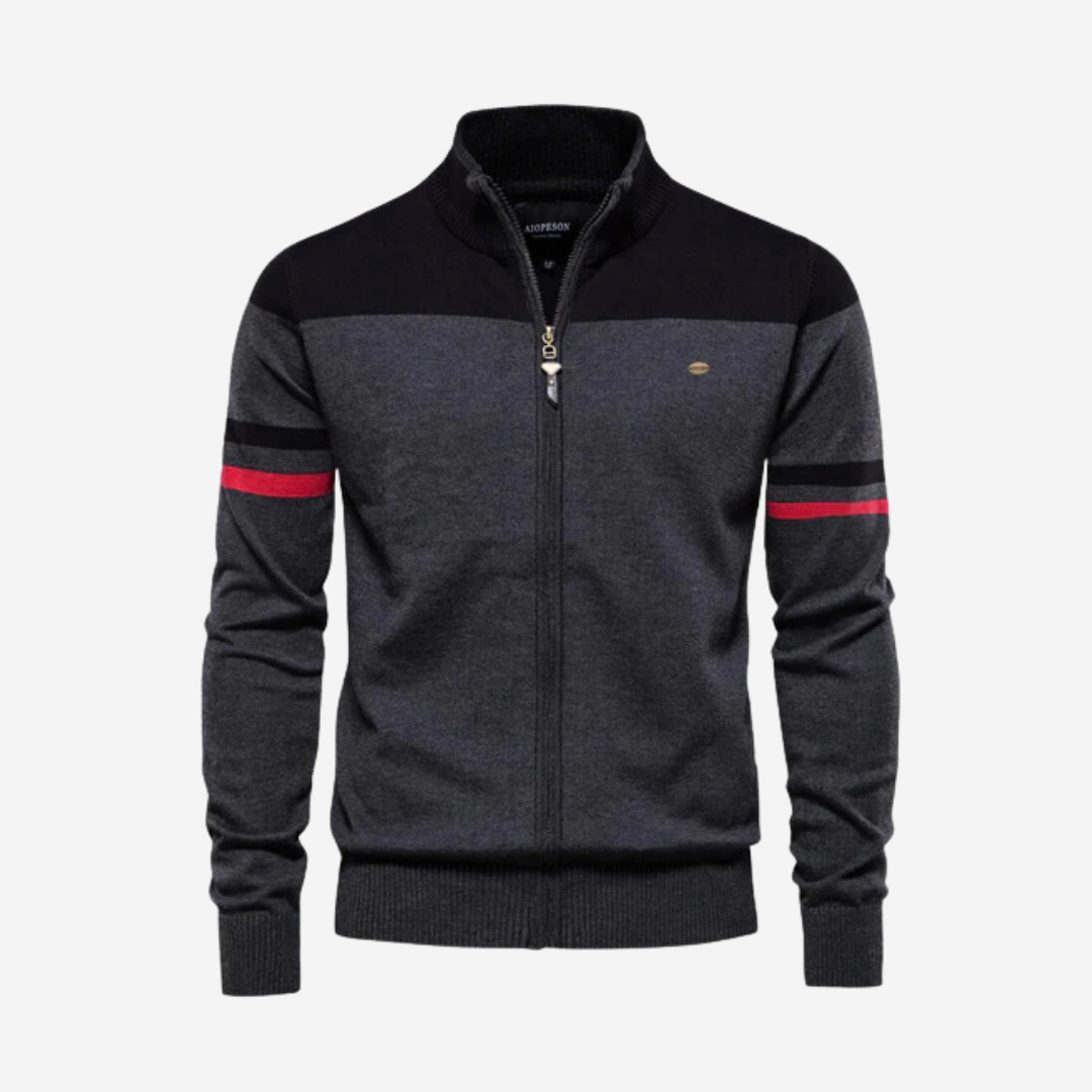 Reißverschluss-Pullover | Lässig | Gestrickt | Reißverschluss-Strickjacke | Herren-Strickjacke-Schwarz-S-Chaps Herrenmode