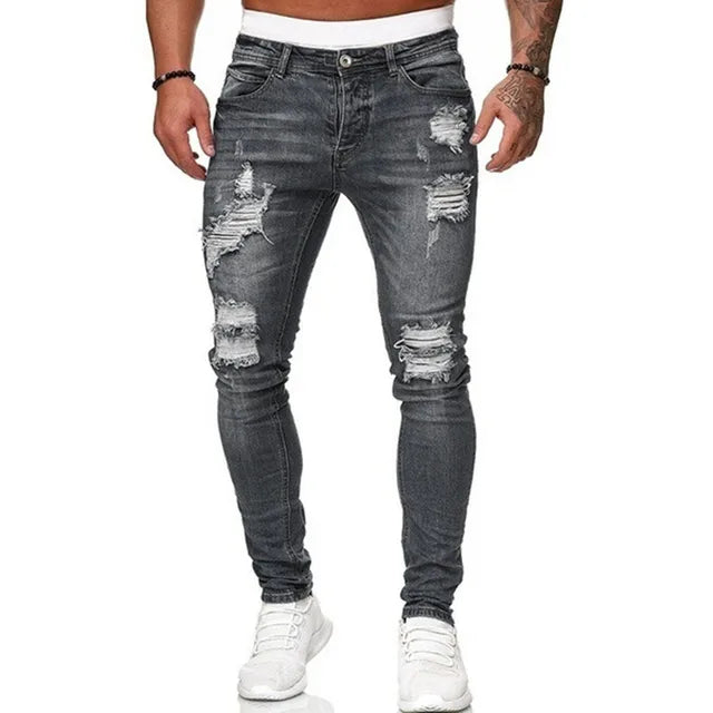 Ripped Jeans | Slim-Fit-Jeans | Gewaschene Jeans | Skinny-Jeans | Herrenjeans-Grau-S-Chaps Herrenmode