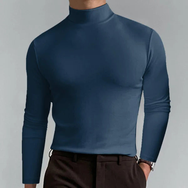 Rollkragen - Langarm-Pullover mit schmaler Passform für Männer-Marineblau-M-Chaps Herrenmode