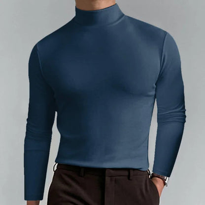 Rollkragen - Langarm-Pullover mit schmaler Passform für Männer-Marineblau-M-Chaps Herrenmode