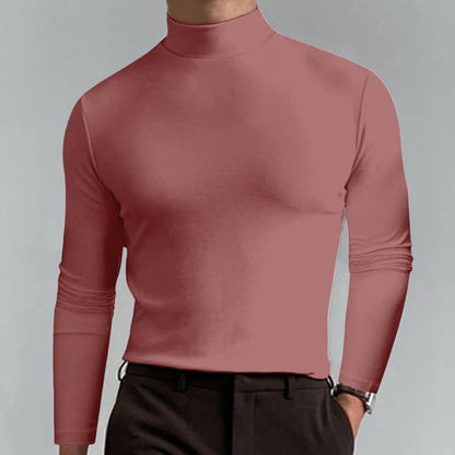 Rollkragen - Langarm-Pullover mit schmaler Passform für Männer-Rostrot-M-Chaps Herrenmode