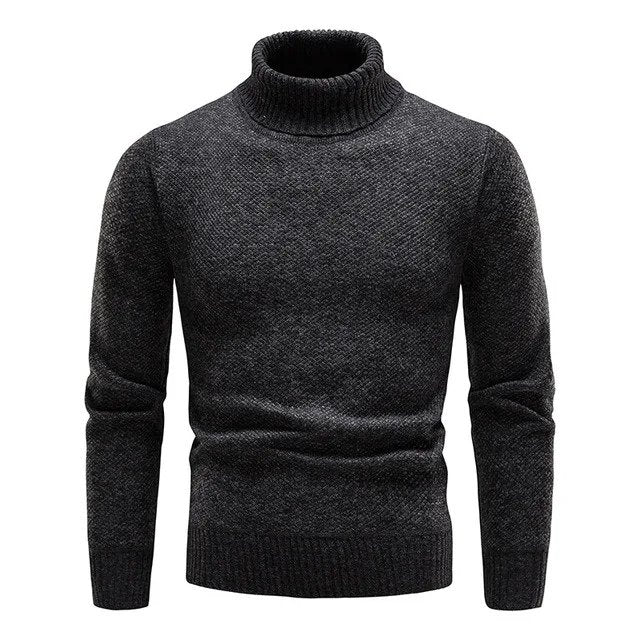 Rollkragenpullover – Gestrickter Rollkragenpullover für Männer-Schwarz-S-Chaps Herrenmode