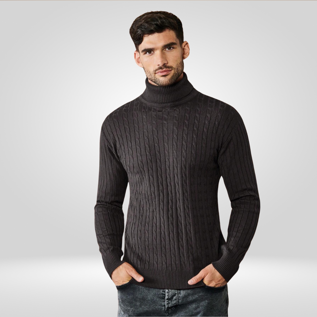 Rollkragenpullover - Herren Strickpullover mit Rollkragen-Dunkelgrau-S-Chaps Herrenmode