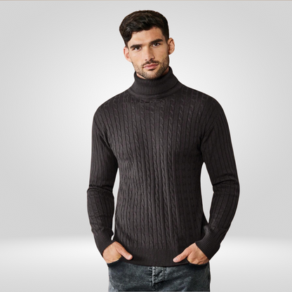 Rollkragenpullover - Herren Strickpullover mit Rollkragen-Dunkelgrau-S-Chaps Herrenmode