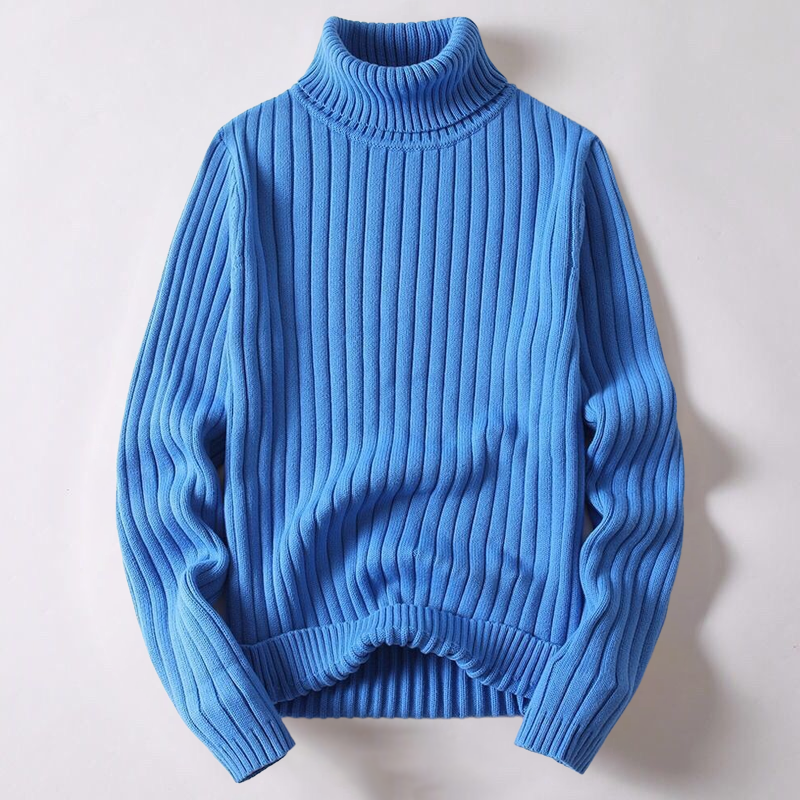 Rollkragenpullover | Rippstrick | Rollkragen | Strickpullover | Herrenpullover-Blau-M-Chaps Herrenmode