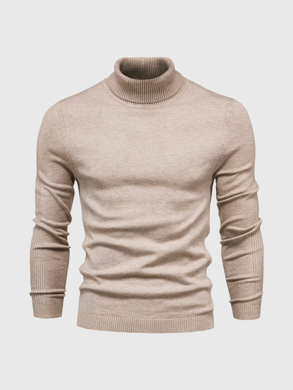 Rollkragenpullover – Schmal geschnitten – Rollkragen – Strickpullover – Herrenpullover-Beige-S-Chaps Herrenmode