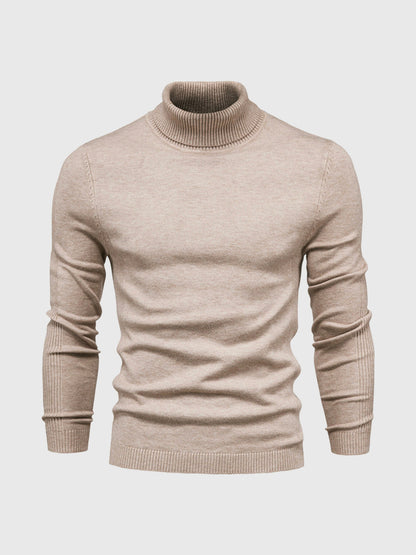 Rollkragenpullover – Schmal geschnitten – Rollkragen – Strickpullover – Herrenpullover-Beige-S-Chaps Herrenmode