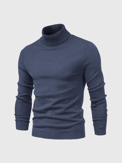 Rollkragenpullover – Schmal geschnitten – Rollkragen – Strickpullover – Herrenpullover-Blau-S-Chaps Herrenmode